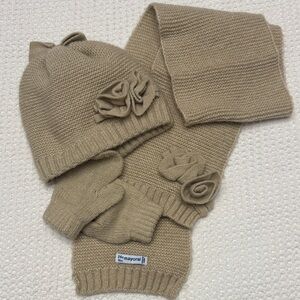 Mayoral Beige Kids Hat and Scarf Set
